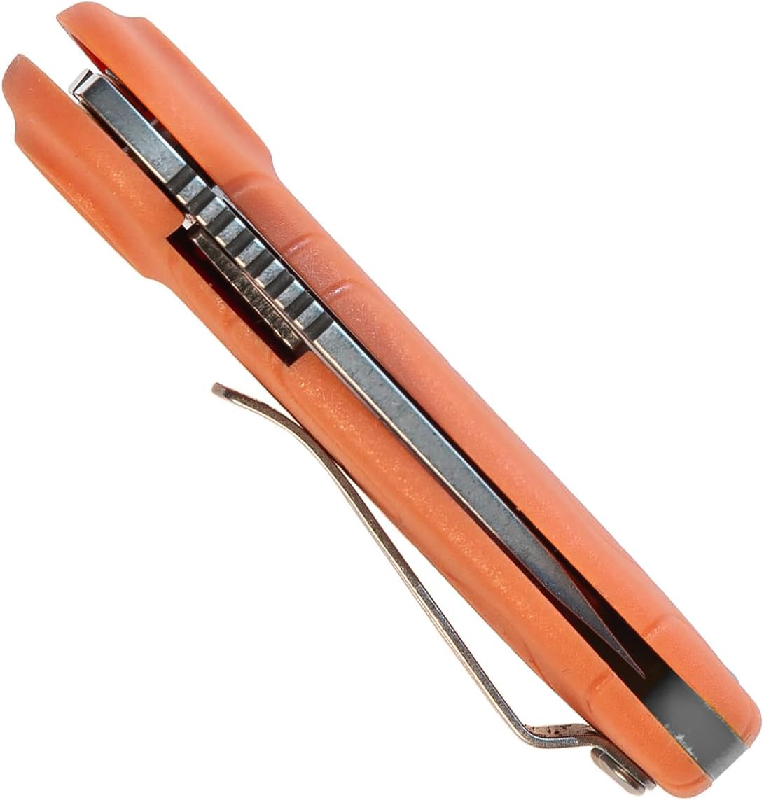 Tinkham Liner Lock Pocket Knife with D2 Steel Blade, Tiger Orange, 1.5 Inch Blade