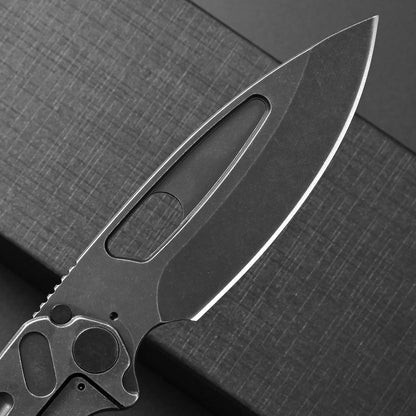 Ccanku C1136 Folding Knife,D2 Steel Blade+ G10&Steel Handle EDC Tool,Outdoor Hunting Camping Knife(Black)