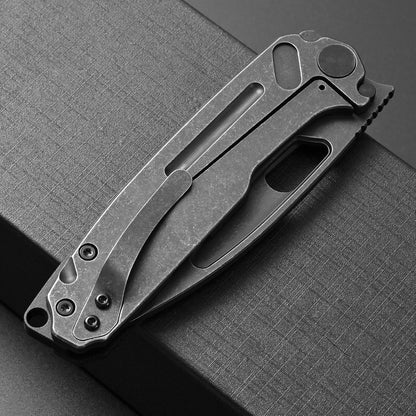 Ccanku C1136 Folding Knife,D2 Steel Blade+ G10&Steel Handle EDC Tool,Outdoor Hunting Camping Knife(Black)