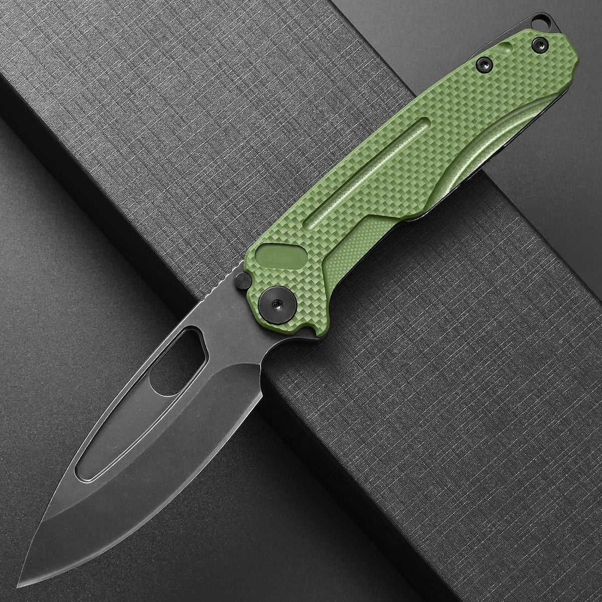 Ccanku C1136 Folding Knife,D2 Steel Blade+ G10&Steel Handle EDC Tool,Outdoor Hunting Camping Knife(Black)