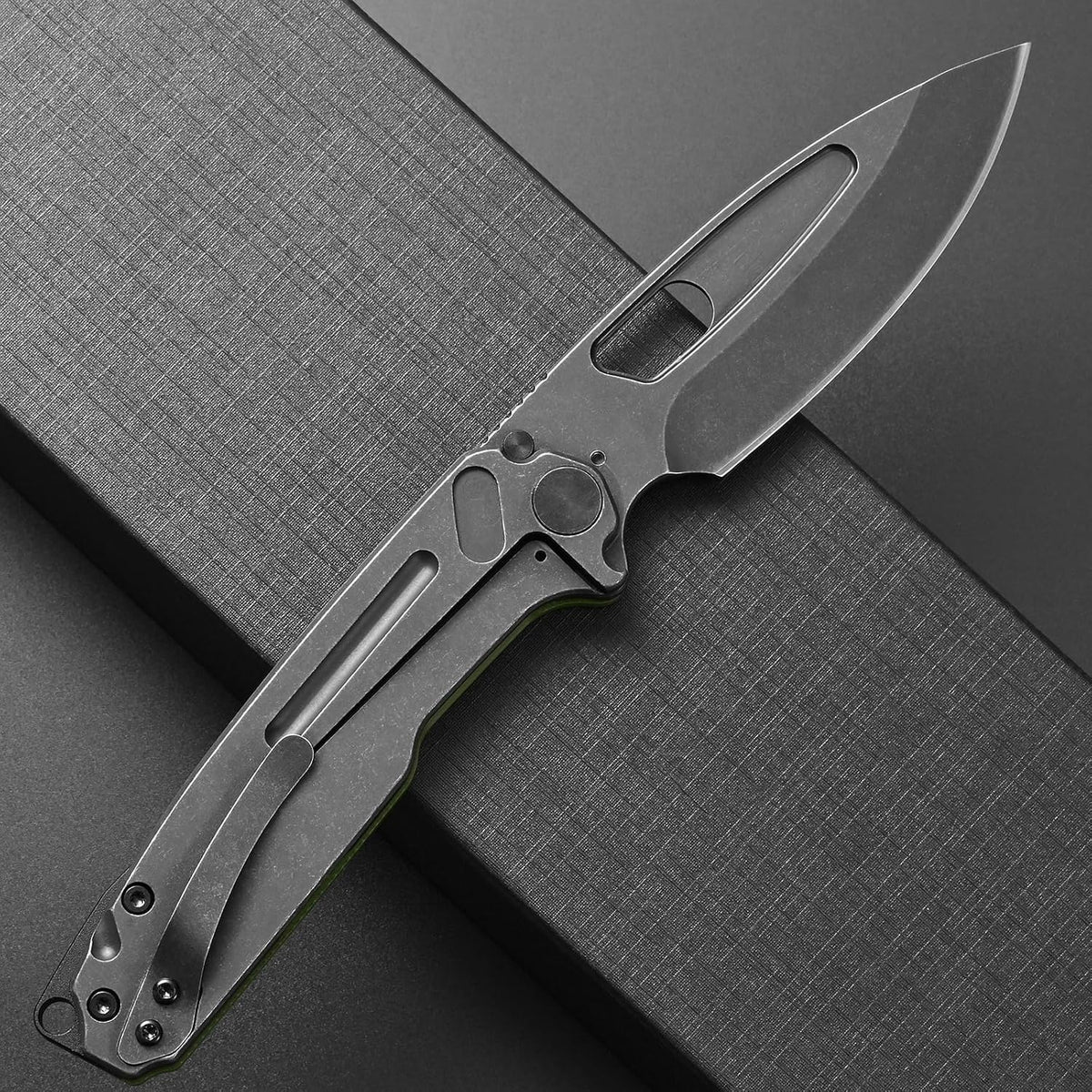 Ccanku C1136 Folding Knife,D2 Steel Blade+ G10&Steel Handle EDC Tool,Outdoor Hunting Camping Knife(Black)
