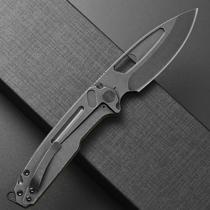 Ccanku C1136 Folding Knife,D2 Steel Blade+ G10&Steel Handle EDC Tool,Outdoor Hunting Camping Knife(Black)