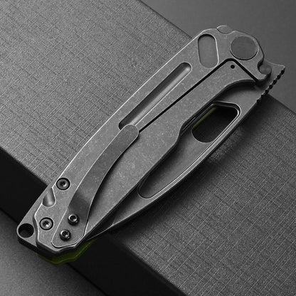 Ccanku C1136 Folding Knife,D2 Steel Blade+ G10&Steel Handle EDC Tool,Outdoor Hunting Camping Knife(Black)
