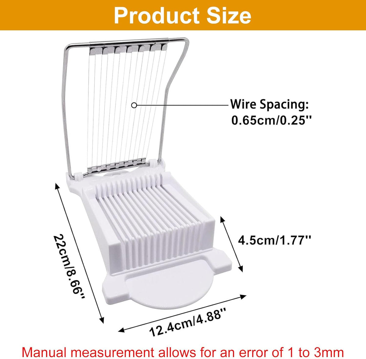 Egg Slicer for Hard Boiled Eggs, Food Slicer with 14 Stainless Steel Wires, Heavy Duty Hard Boiled Egg Cutter, Spam Slicer for Soft Fruit Strawberry Luncheon Meat Home Use (1Pcs, White)