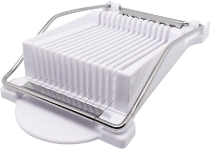 Egg Slicer for Hard Boiled Eggs, Food Slicer with 14 Stainless Steel Wires, Heavy Duty Hard Boiled Egg Cutter, Spam Slicer for Soft Fruit Strawberry Luncheon Meat Home Use (1Pcs, White)