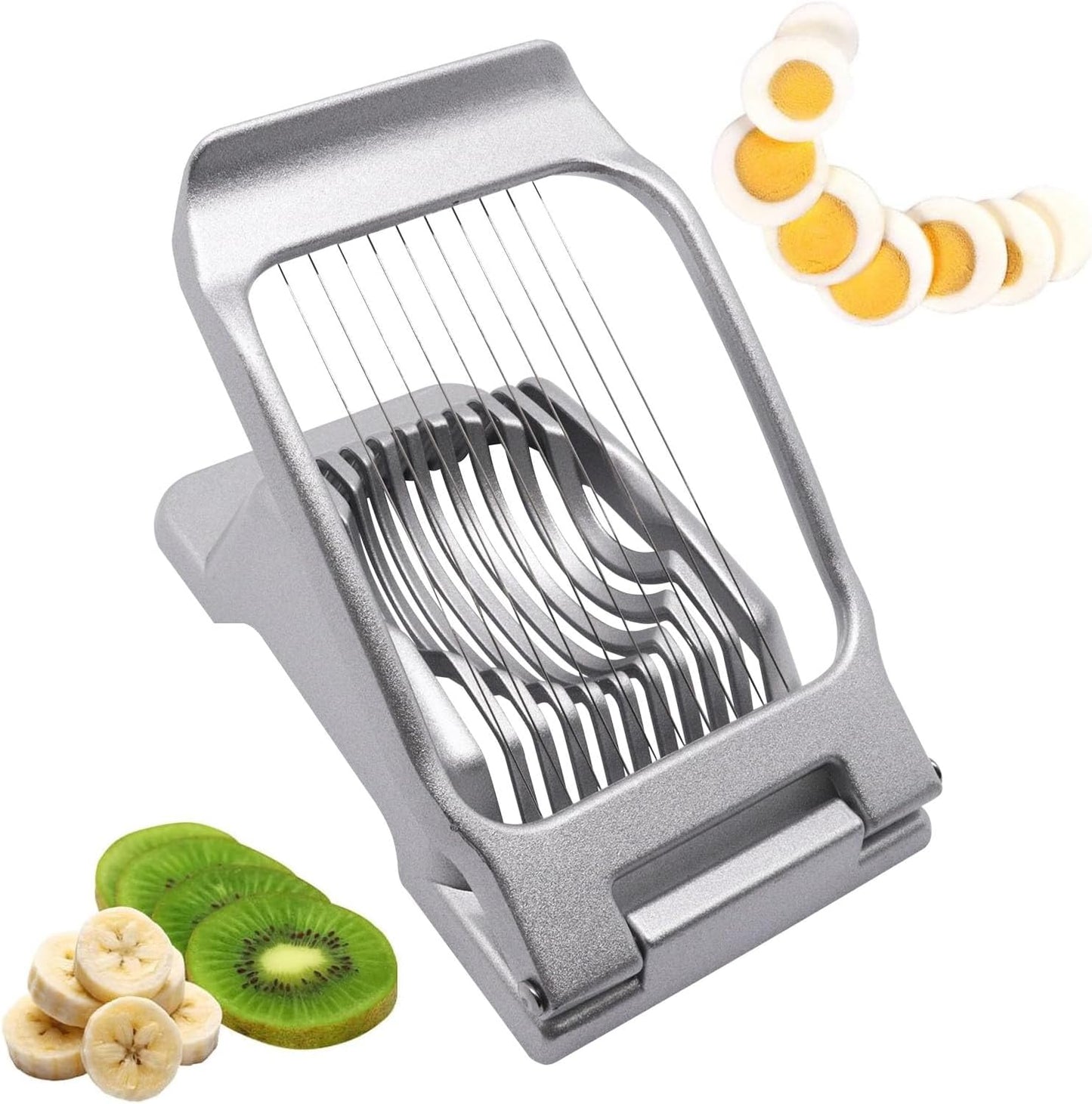 Egg Slicer for Hard Boiled Eggs, Food Slicer with 14 Stainless Steel Wires, Heavy Duty Hard Boiled Egg Cutter, Spam Slicer for Soft Fruit Strawberry Luncheon Meat Home Use (1Pcs, White)