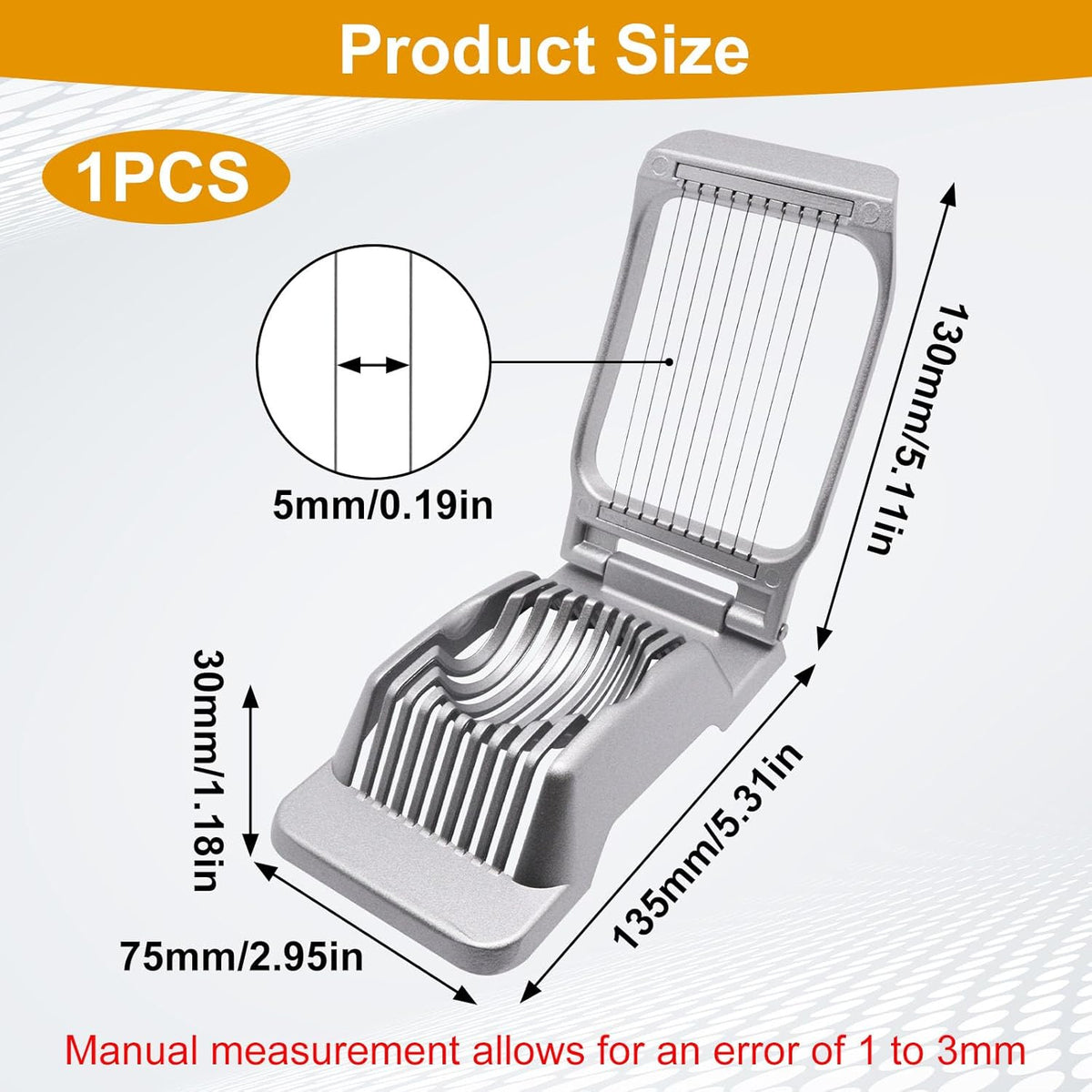 Egg Slicer for Hard Boiled Eggs, Food Slicer with 14 Stainless Steel Wires, Heavy Duty Hard Boiled Egg Cutter, Spam Slicer for Soft Fruit Strawberry Luncheon Meat Home Use (1Pcs, White)