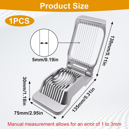 Egg Slicer for Hard Boiled Eggs, Food Slicer with 14 Stainless Steel Wires, Heavy Duty Hard Boiled Egg Cutter, Spam Slicer for Soft Fruit Strawberry Luncheon Meat Home Use (1Pcs, White)