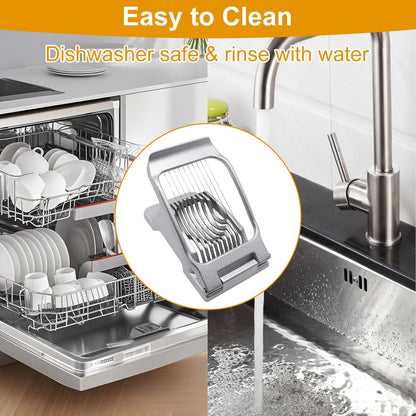 Egg Slicer for Hard Boiled Eggs, Food Slicer with 14 Stainless Steel Wires, Heavy Duty Hard Boiled Egg Cutter, Spam Slicer for Soft Fruit Strawberry Luncheon Meat Home Use (1Pcs, White)