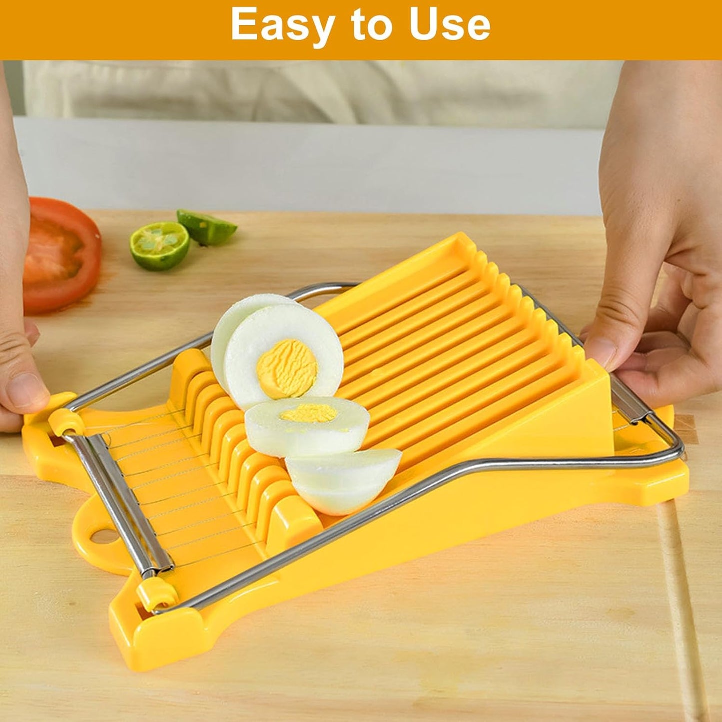 Egg Slicer for Hard Boiled Eggs, Food Slicer with 14 Stainless Steel Wires, Heavy Duty Hard Boiled Egg Cutter, Spam Slicer for Soft Fruit Strawberry Luncheon Meat Home Use (1Pcs, White)