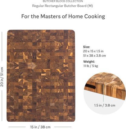 Butcher Block Cutting Board - Large Wooden Cutting Board - Holiday Gift Ideas for Men and Women - Gift-Ready End Grain Wood, Knife Friendly - FSC Certified