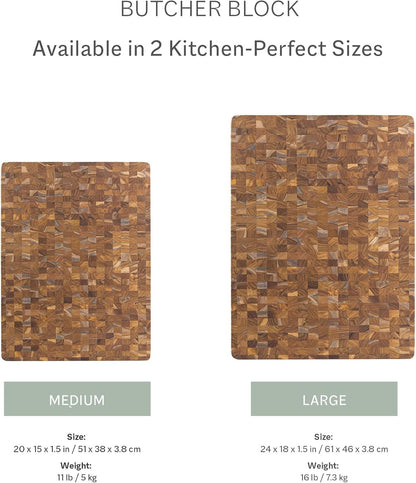 Butcher Block Cutting Board - Large Wooden Cutting Board - Holiday Gift Ideas for Men and Women - Gift-Ready End Grain Wood, Knife Friendly - FSC Certified