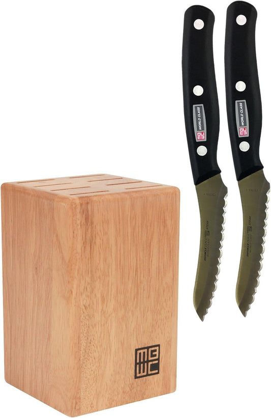 8-Piece Steak Knife Block for 4" Steak Knives, Wood Natural Finish