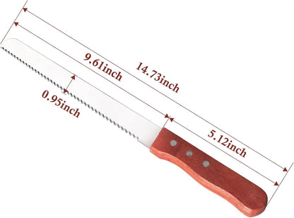 Bread Knife, Stainless Steel Serrated Bread Knife for Homemade Bread, Cakes & Bagels, 10 Inch Kitchens Knifes Saw Breads Cutter, Bagel Sourdough Slicer Knifes with Wooden Handle