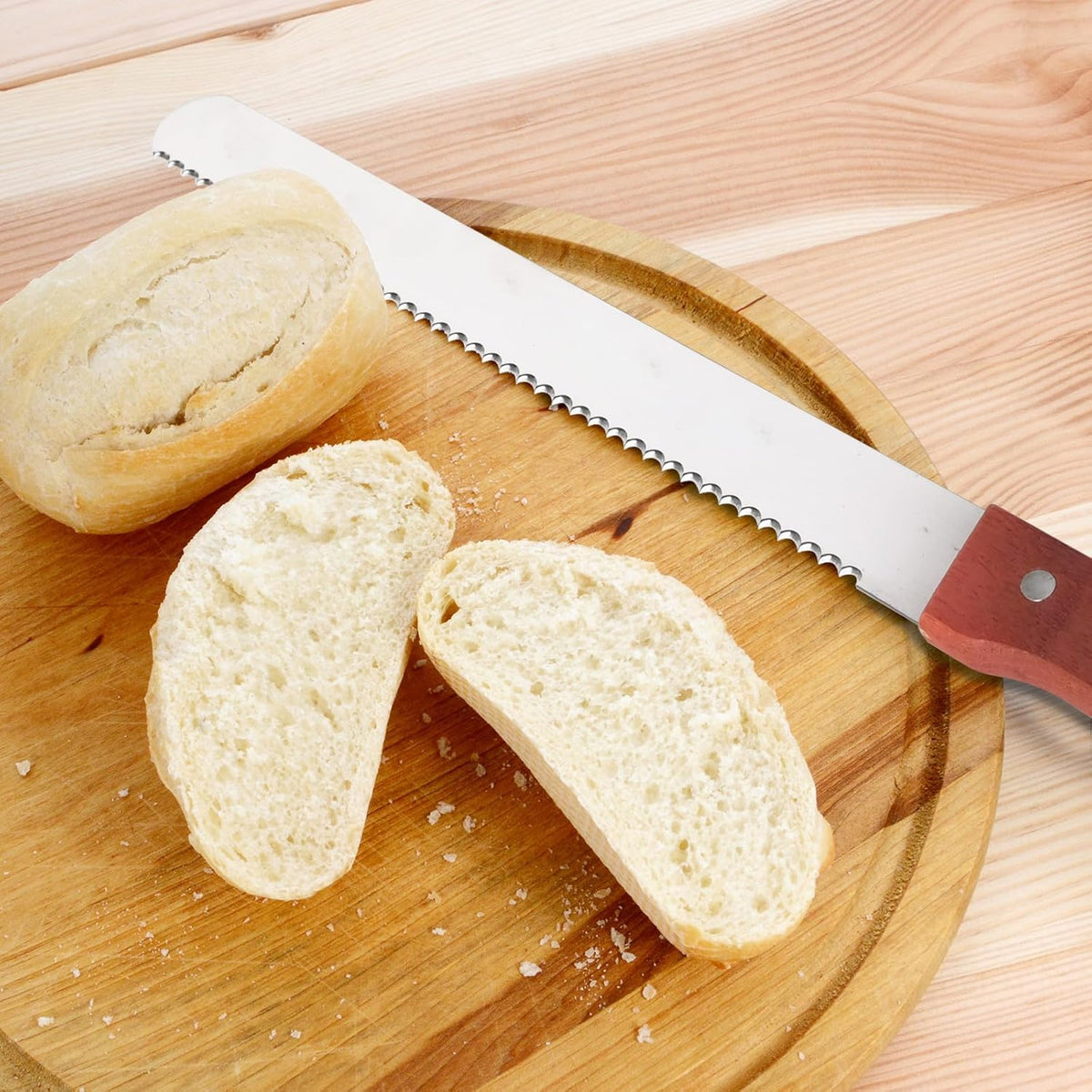 Bread Knife, Stainless Steel Serrated Bread Knife for Homemade Bread, Cakes & Bagels, 10 Inch Kitchens Knifes Saw Breads Cutter, Bagel Sourdough Slicer Knifes with Wooden Handle