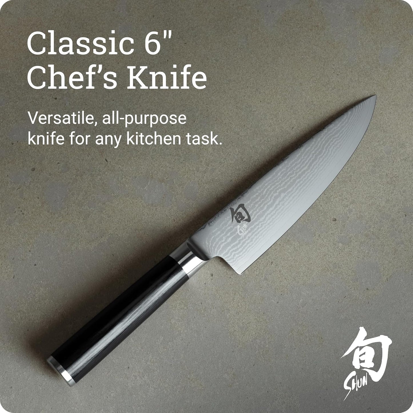 Classic 6" Chef's Knife, Handcrafted Japanese Kitchen Knife for Professional and Home Chefs, VG-MAX Core with Damascus Stainless Steel Cladding, Pakkawood Handle