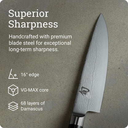Classic 6" Chef's Knife, Handcrafted Japanese Kitchen Knife for Professional and Home Chefs, VG-MAX Core with Damascus Stainless Steel Cladding, Pakkawood Handle