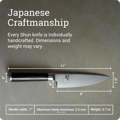 Classic 6" Chef's Knife, Handcrafted Japanese Kitchen Knife for Professional and Home Chefs, VG-MAX Core with Damascus Stainless Steel Cladding, Pakkawood Handle