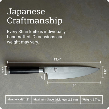 Classic 6" Chef's Knife, Handcrafted Japanese Kitchen Knife for Professional and Home Chefs, VG-MAX Core with Damascus Stainless Steel Cladding, Pakkawood Handle