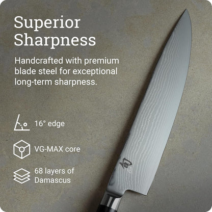Classic 6" Chef's Knife, Handcrafted Japanese Kitchen Knife for Professional and Home Chefs, VG-MAX Core with Damascus Stainless Steel Cladding, Pakkawood Handle