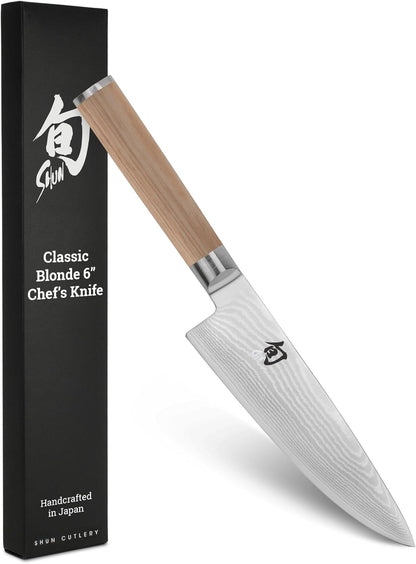 Classic 6" Chef's Knife, Handcrafted Japanese Kitchen Knife for Professional and Home Chefs, VG-MAX Core with Damascus Stainless Steel Cladding, Pakkawood Handle