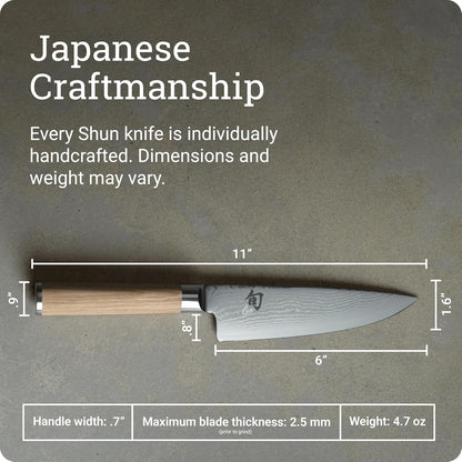 Classic 6" Chef's Knife, Handcrafted Japanese Kitchen Knife for Professional and Home Chefs, VG-MAX Core with Damascus Stainless Steel Cladding, Pakkawood Handle