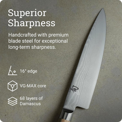 Classic 6" Chef's Knife, Handcrafted Japanese Kitchen Knife for Professional and Home Chefs, VG-MAX Core with Damascus Stainless Steel Cladding, Pakkawood Handle