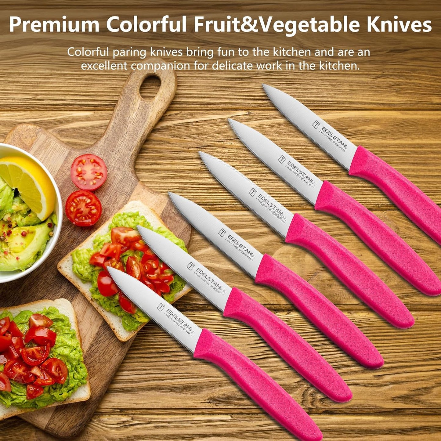 Paring Knife Set of 6,Premium Paring Knives,Stainless Steel Vegetable&Fruit Knife,Sharp Small Knife Set,Straight Edge Paring Knives Set,PP Plastic Handle Cutting Knifes,Black,Peeling Knives