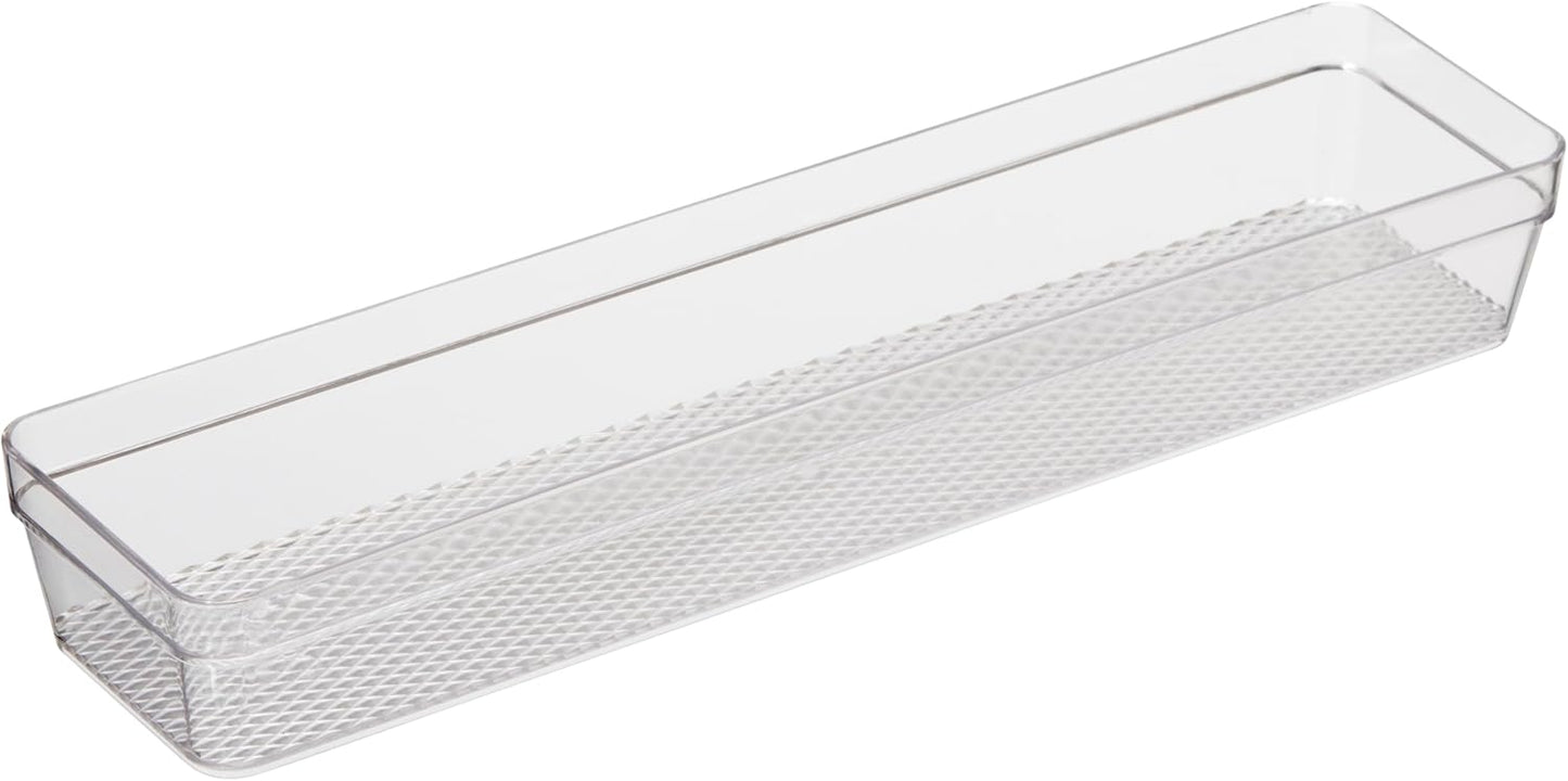 Clear Drawer Organizer - 3" X 12.5" - Ideal for Organizing Kitchen Drawers, Office, Desk, Silverware, Kitchen Utensils, Cosmetics and Bathrooms