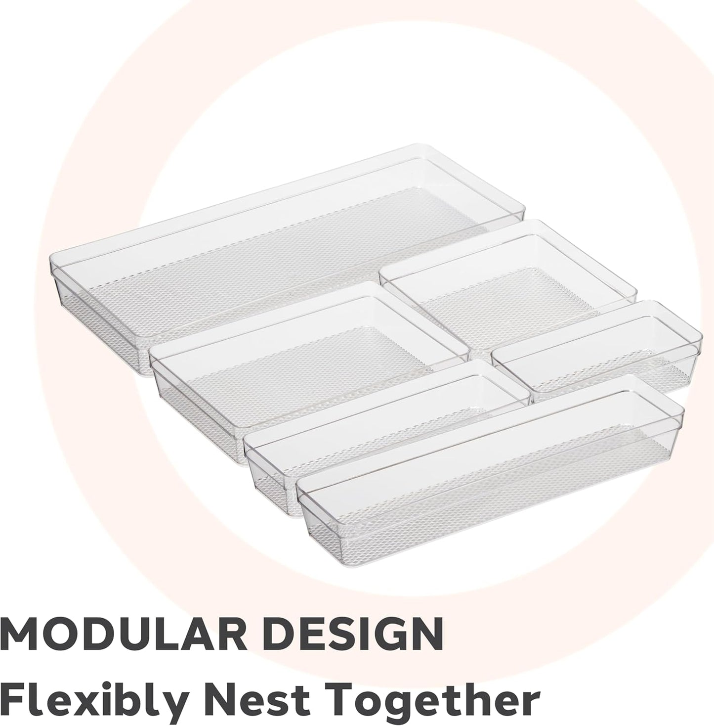 Clear Drawer Organizer - 3" X 12.5" - Ideal for Organizing Kitchen Drawers, Office, Desk, Silverware, Kitchen Utensils, Cosmetics and Bathrooms