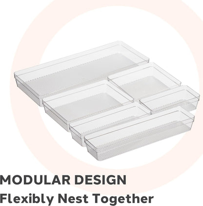 Clear Drawer Organizer - 3" X 12.5" - Ideal for Organizing Kitchen Drawers, Office, Desk, Silverware, Kitchen Utensils, Cosmetics and Bathrooms
