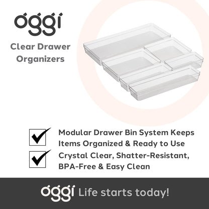 Clear Drawer Organizer - 3" X 12.5" - Ideal for Organizing Kitchen Drawers, Office, Desk, Silverware, Kitchen Utensils, Cosmetics and Bathrooms