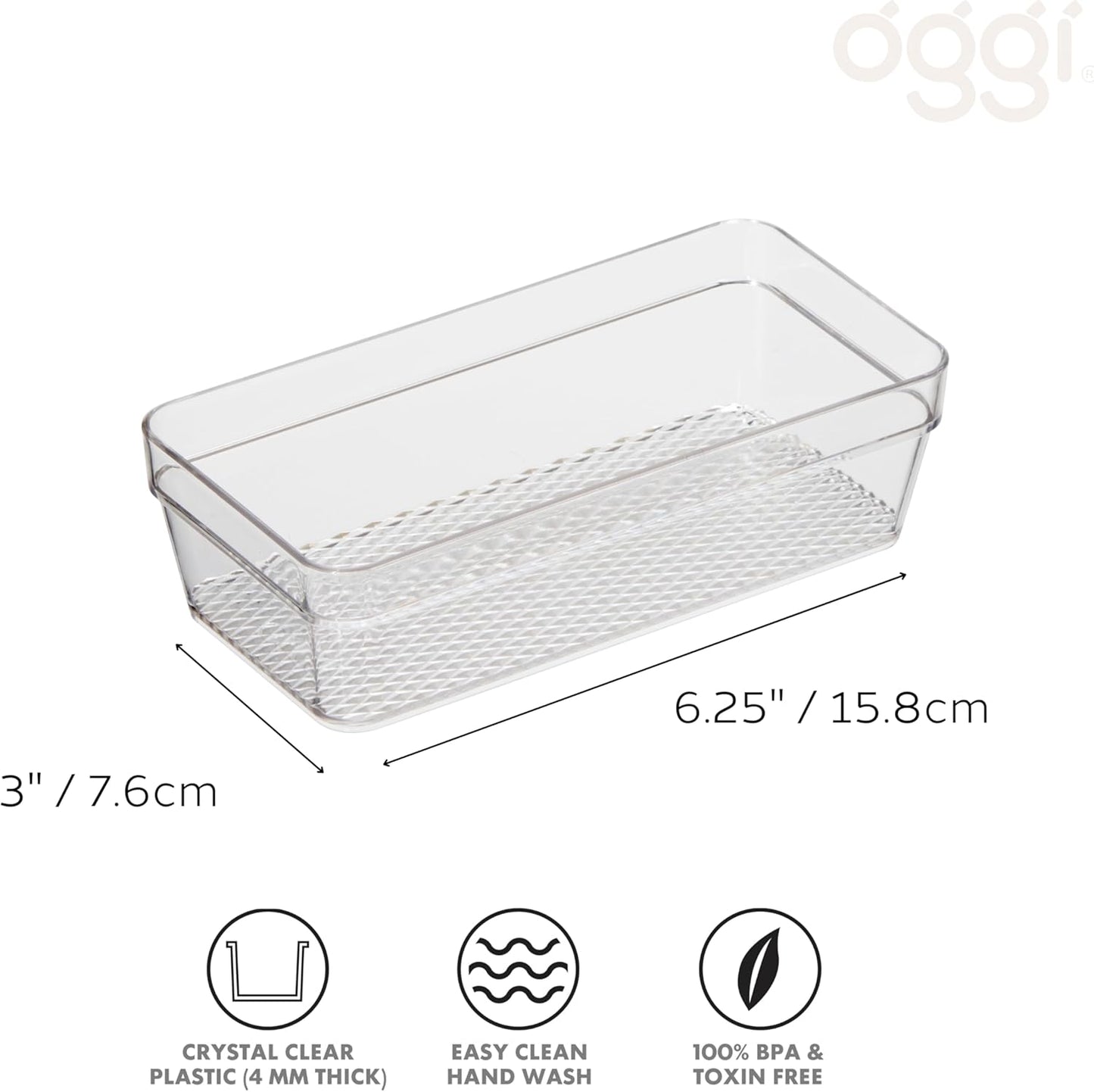 Clear Drawer Organizer - 3" X 12.5" - Ideal for Organizing Kitchen Drawers, Office, Desk, Silverware, Kitchen Utensils, Cosmetics and Bathrooms