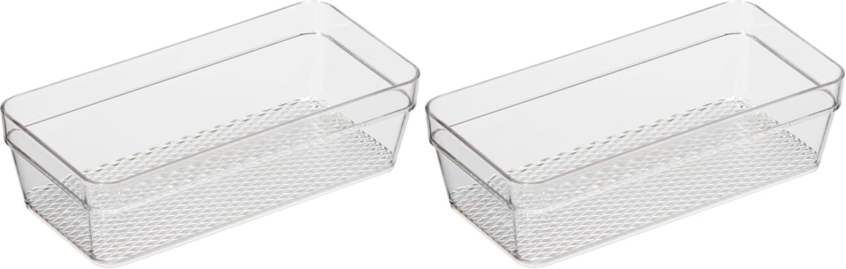 Clear Drawer Organizer - 3" X 12.5" - Ideal for Organizing Kitchen Drawers, Office, Desk, Silverware, Kitchen Utensils, Cosmetics and Bathrooms
