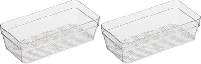 Clear Drawer Organizer - 3" X 12.5" - Ideal for Organizing Kitchen Drawers, Office, Desk, Silverware, Kitchen Utensils, Cosmetics and Bathrooms