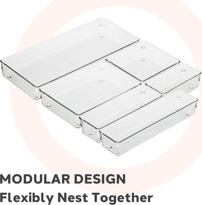 Clear Drawer Organizer - 3" X 12.5" - Ideal for Organizing Kitchen Drawers, Office, Desk, Silverware, Kitchen Utensils, Cosmetics and Bathrooms