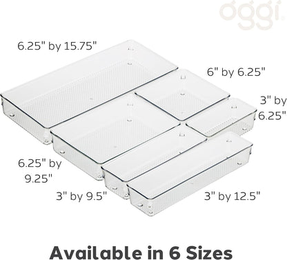 Clear Drawer Organizer - 3" X 12.5" - Ideal for Organizing Kitchen Drawers, Office, Desk, Silverware, Kitchen Utensils, Cosmetics and Bathrooms
