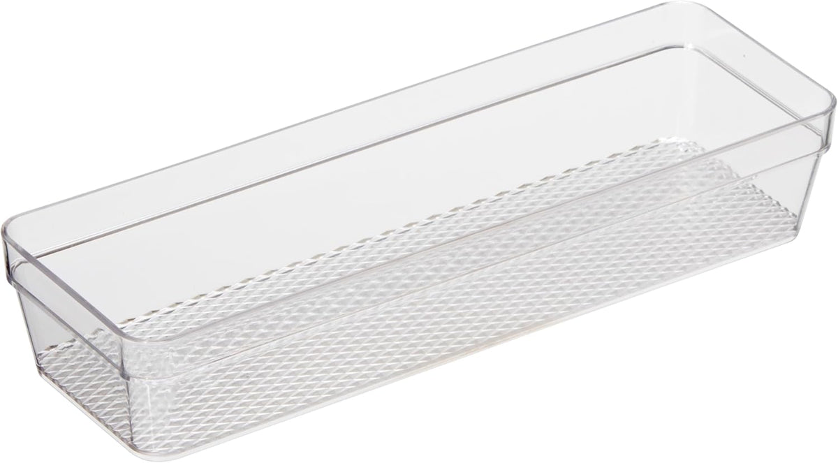 Clear Drawer Organizer - 3" X 12.5" - Ideal for Organizing Kitchen Drawers, Office, Desk, Silverware, Kitchen Utensils, Cosmetics and Bathrooms