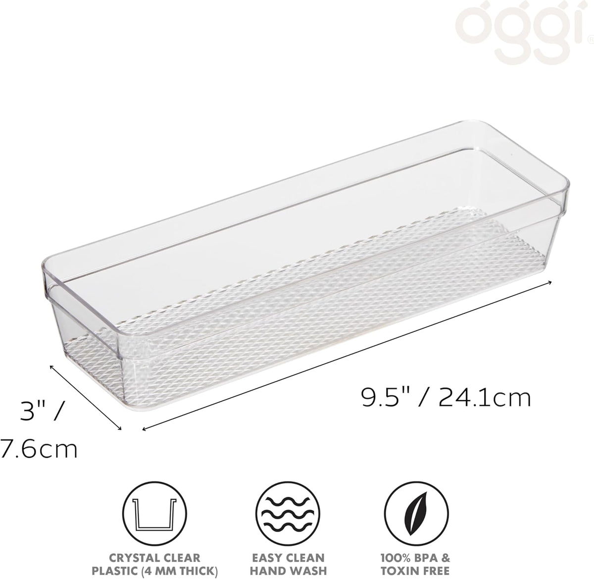 Clear Drawer Organizer - 3" X 12.5" - Ideal for Organizing Kitchen Drawers, Office, Desk, Silverware, Kitchen Utensils, Cosmetics and Bathrooms