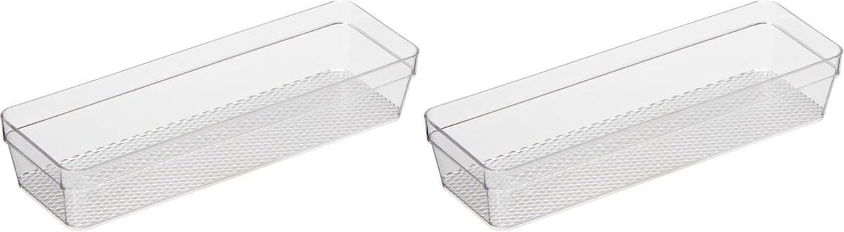 Clear Drawer Organizer - 3" X 12.5" - Ideal for Organizing Kitchen Drawers, Office, Desk, Silverware, Kitchen Utensils, Cosmetics and Bathrooms