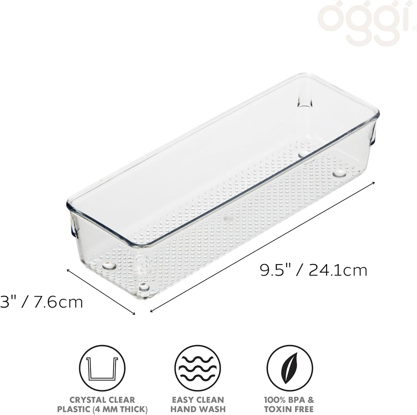 Clear Drawer Organizer - 3" X 12.5" - Ideal for Organizing Kitchen Drawers, Office, Desk, Silverware, Kitchen Utensils, Cosmetics and Bathrooms