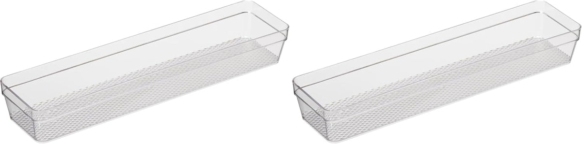 Clear Drawer Organizer - 3" X 12.5" - Ideal for Organizing Kitchen Drawers, Office, Desk, Silverware, Kitchen Utensils, Cosmetics and Bathrooms