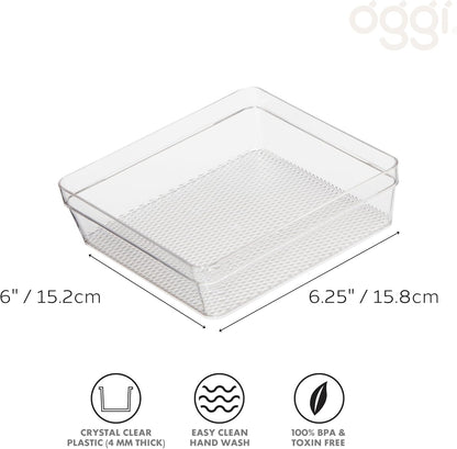Clear Drawer Organizer - 3" X 12.5" - Ideal for Organizing Kitchen Drawers, Office, Desk, Silverware, Kitchen Utensils, Cosmetics and Bathrooms