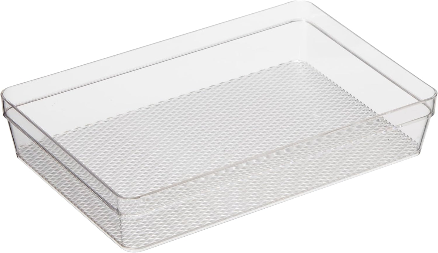 Clear Drawer Organizer - 3" X 12.5" - Ideal for Organizing Kitchen Drawers, Office, Desk, Silverware, Kitchen Utensils, Cosmetics and Bathrooms