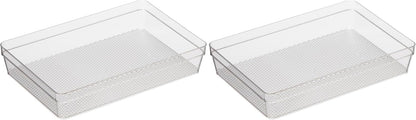 Clear Drawer Organizer - 3" X 12.5" - Ideal for Organizing Kitchen Drawers, Office, Desk, Silverware, Kitchen Utensils, Cosmetics and Bathrooms