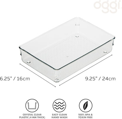 Clear Drawer Organizer - 3" X 12.5" - Ideal for Organizing Kitchen Drawers, Office, Desk, Silverware, Kitchen Utensils, Cosmetics and Bathrooms