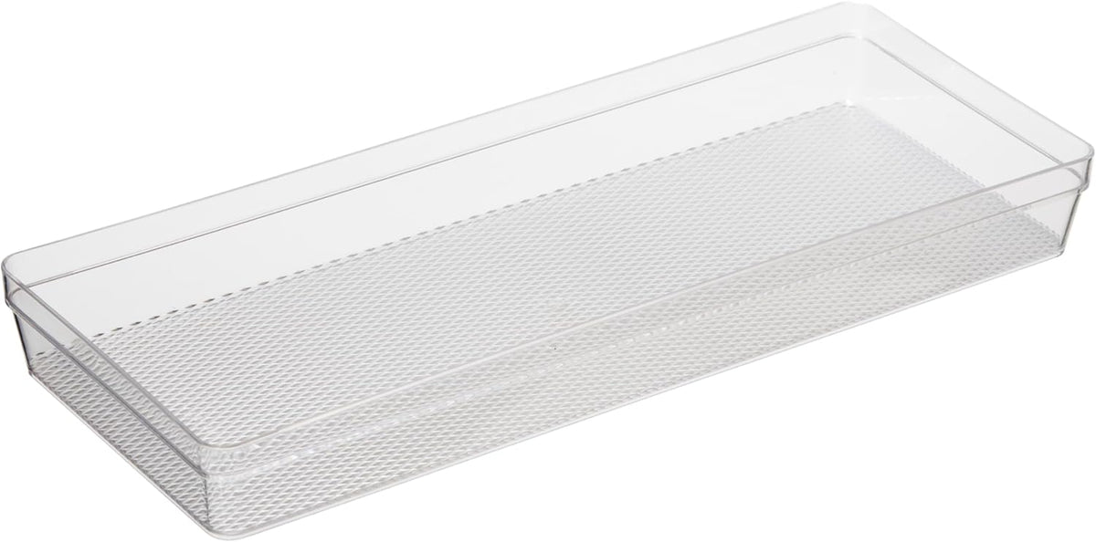 Clear Drawer Organizer - 3" X 12.5" - Ideal for Organizing Kitchen Drawers, Office, Desk, Silverware, Kitchen Utensils, Cosmetics and Bathrooms