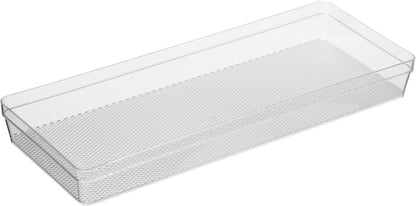 Clear Drawer Organizer - 3" X 12.5" - Ideal for Organizing Kitchen Drawers, Office, Desk, Silverware, Kitchen Utensils, Cosmetics and Bathrooms