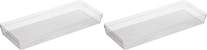 Clear Drawer Organizer - 3" X 12.5" - Ideal for Organizing Kitchen Drawers, Office, Desk, Silverware, Kitchen Utensils, Cosmetics and Bathrooms