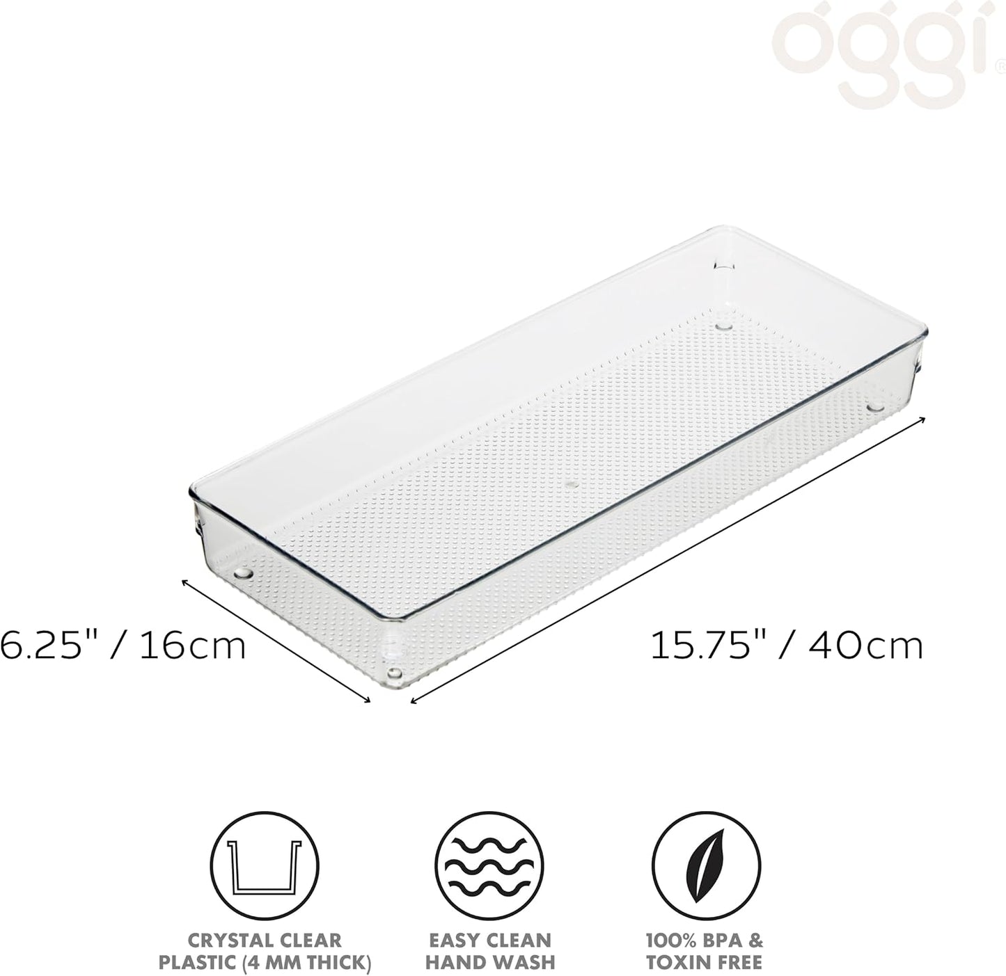 Clear Drawer Organizer - 3" X 12.5" - Ideal for Organizing Kitchen Drawers, Office, Desk, Silverware, Kitchen Utensils, Cosmetics and Bathrooms